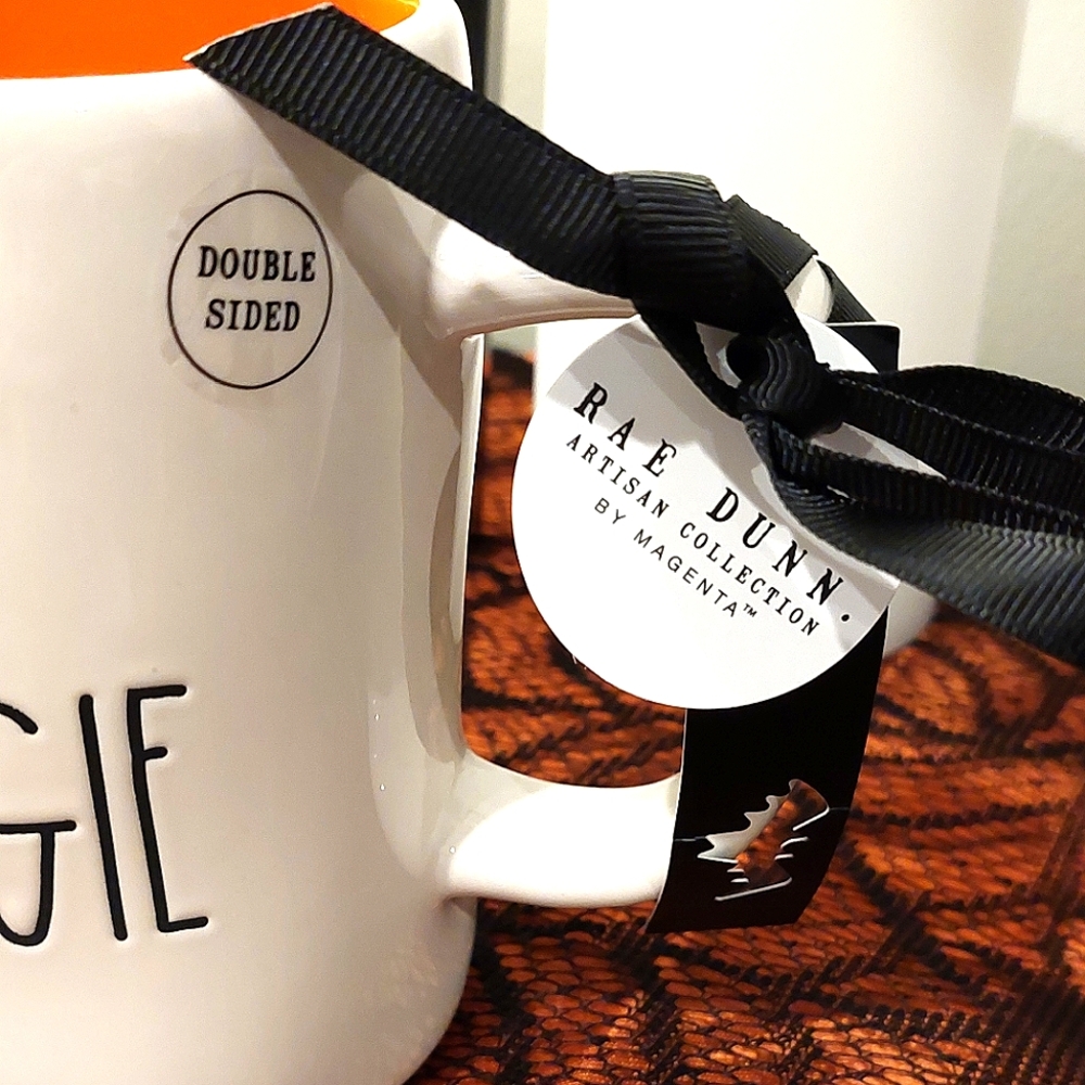 Rae Dunn "LET'S BOO-GIE" Double Sided Dancing Skeleton Glossy Finish Mug NWT - Picture 6 of 8